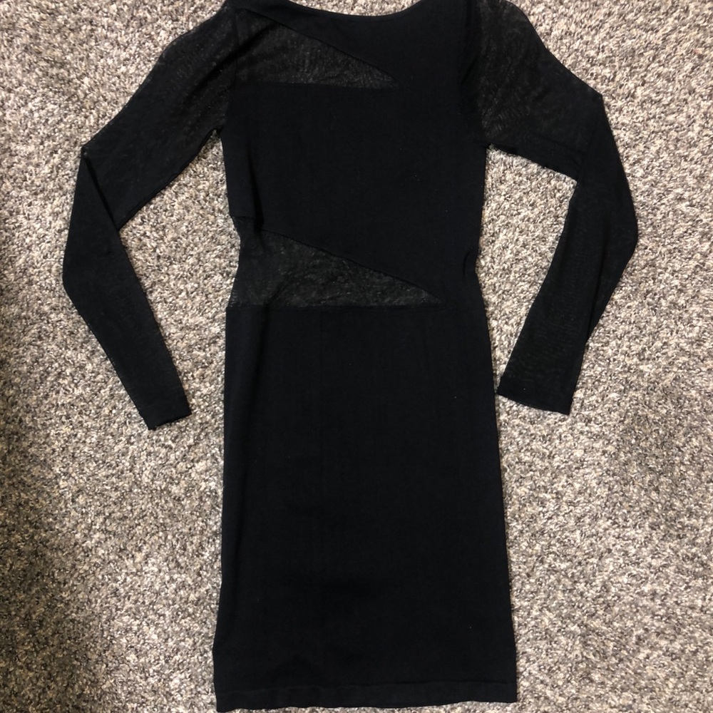 Black mesh bodycon dress